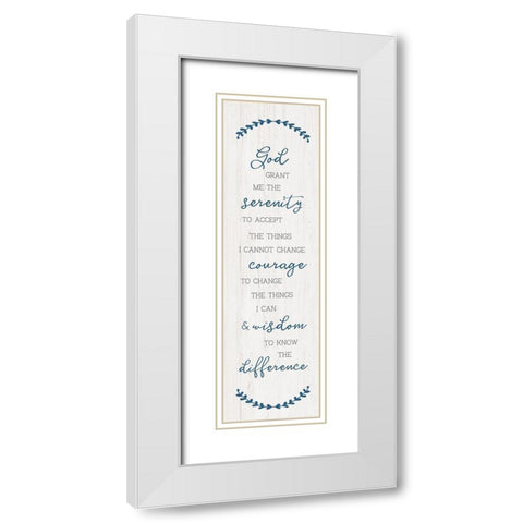 Serenity Prayer White Modern Wood Framed Art Print with Double Matting by CAD Designs