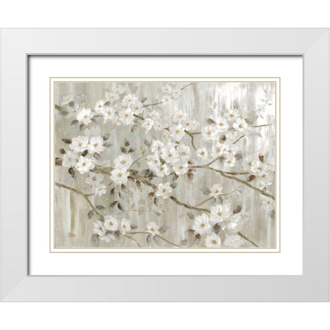 Neutral Spring White Modern Wood Framed Art Print with Double Matting by Nan