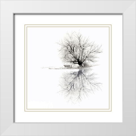 Winter White Modern Wood Framed Art Print with Double Matting by Van de Goor, Lars