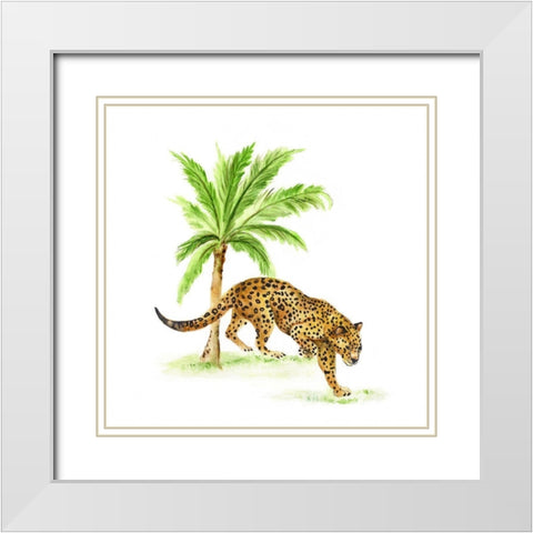Jungle Cat I White Modern Wood Framed Art Print with Double Matting by Tava Studios