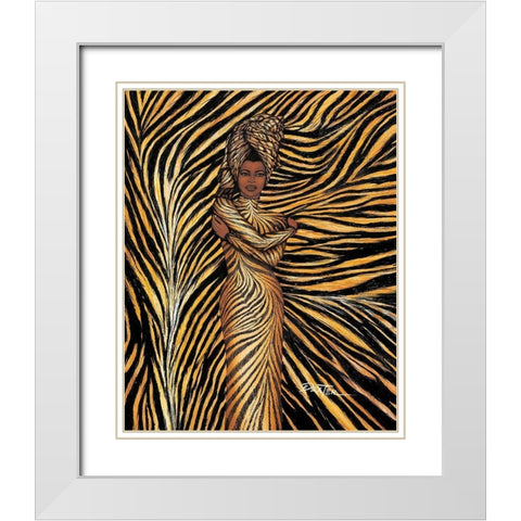 Tiger Inspired Fashion White Modern Wood Framed Art Print with Double Matting by Griffin, Dexter