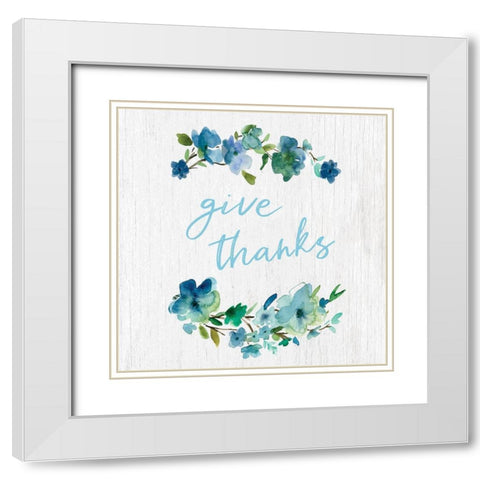 Give Thanks White Modern Wood Framed Art Print with Double Matting by Robinson, Carol