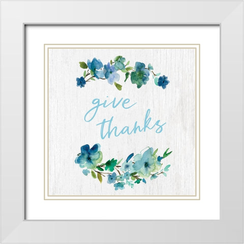 Give Thanks White Modern Wood Framed Art Print with Double Matting by Robinson, Carol