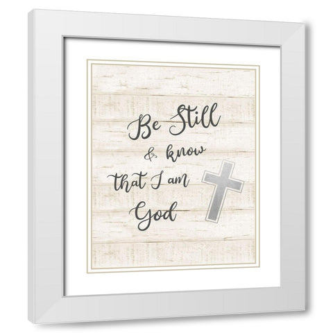 Be Still White Modern Wood Framed Art Print with Double Matting by CAD Designs