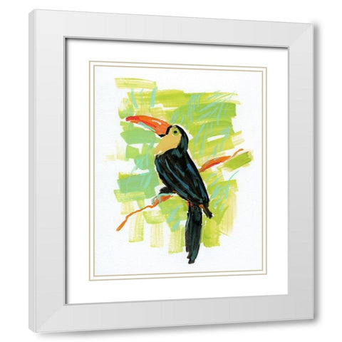 Exotic Toucan White Modern Wood Framed Art Print with Double Matting by Swatland, Sally