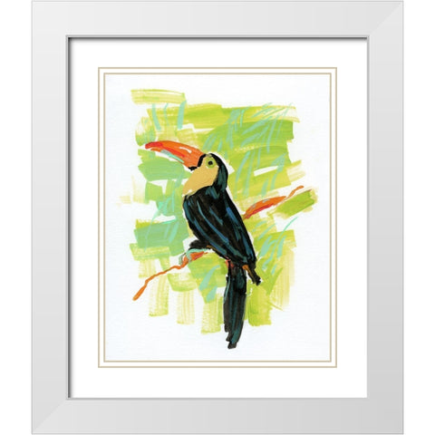 Exotic Toucan White Modern Wood Framed Art Print with Double Matting by Swatland, Sally