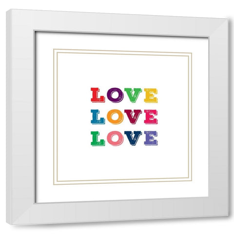 Love Love Love White Modern Wood Framed Art Print with Double Matting by Murray, Amanda