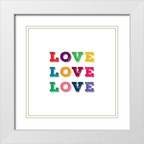 Love Love Love White Modern Wood Framed Art Print with Double Matting by Murray, Amanda