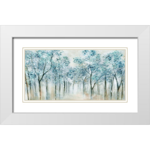 Spring Blue White Modern Wood Framed Art Print with Double Matting by Tava Studios