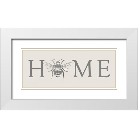 Bee Home White Modern Wood Framed Art Print with Double Matting by Santiago, Daniela
