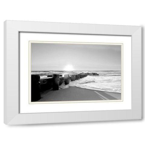 Shifting Shore White Modern Wood Framed Art Print with Double Matting by Carpentieri, Natalie