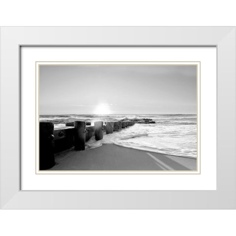 Shifting Shore White Modern Wood Framed Art Print with Double Matting by Carpentieri, Natalie
