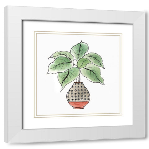 Boho Greenery I White Modern Wood Framed Art Print with Double Matting by Tava Studios