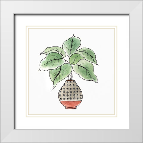 Boho Greenery I White Modern Wood Framed Art Print with Double Matting by Tava Studios