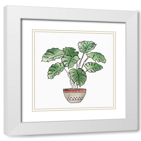 Boho Greenery II White Modern Wood Framed Art Print with Double Matting by Tava Studios