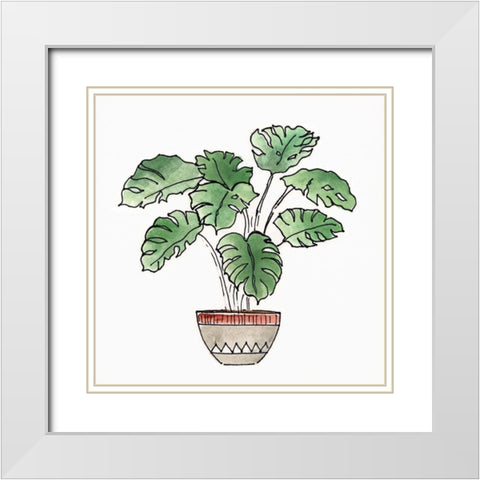 Boho Greenery II White Modern Wood Framed Art Print with Double Matting by Tava Studios