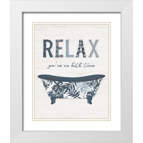 Palm Bath I White Modern Wood Framed Art Print with Double Matting by Carpentieri, Natalie