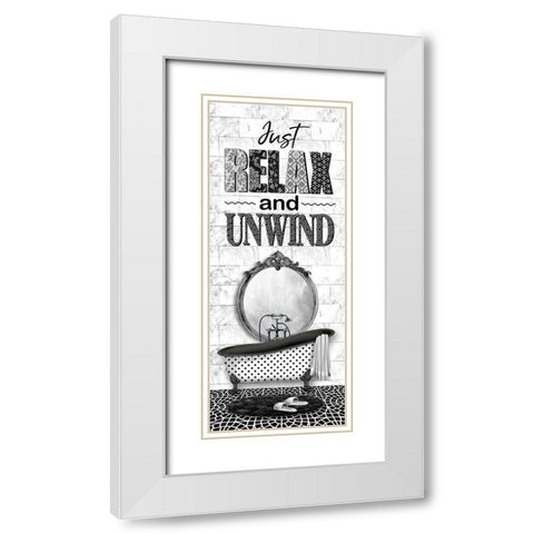 Just Relax White Modern Wood Framed Art Print with Double Matting by Robinson, Carol