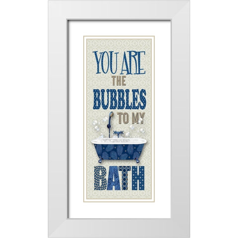 Bubbles to My Bath White Modern Wood Framed Art Print with Double Matting by Robinson, Carol