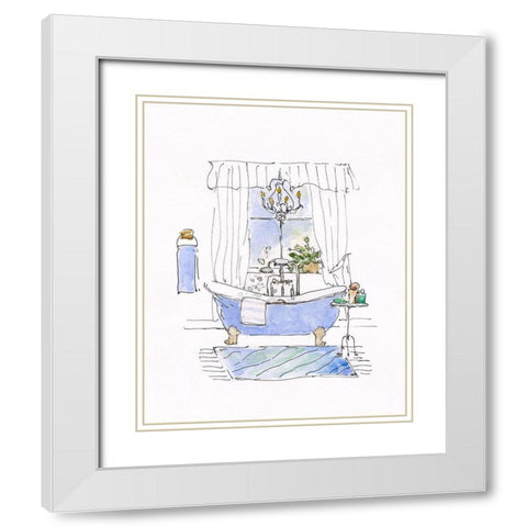 Sketchy Bath I White Modern Wood Framed Art Print with Double Matting by Swatland, Sally