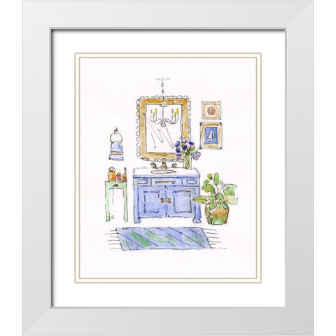 Sketchy Bath II White Modern Wood Framed Art Print with Double Matting by Swatland, Sally