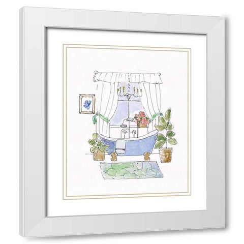 Sketchy Bath III White Modern Wood Framed Art Print with Double Matting by Swatland, Sally