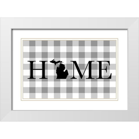 Michigan Home White Modern Wood Framed Art Print with Double Matting by Designs, CAD
