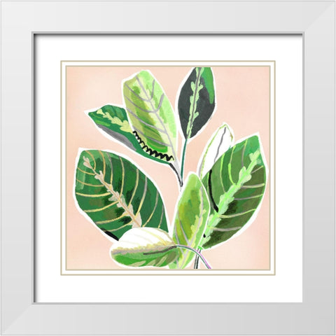 Abstract Zebra Leaves White Modern Wood Framed Art Print with Double Matting by Pope, Katherine and Elizabeth