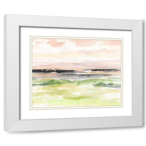 Neon Sunrise White Modern Wood Framed Art Print with Double Matting by Nan