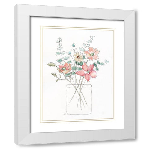 Whimsical Wildflowers I White Modern Wood Framed Art Print with Double Matting by Nan