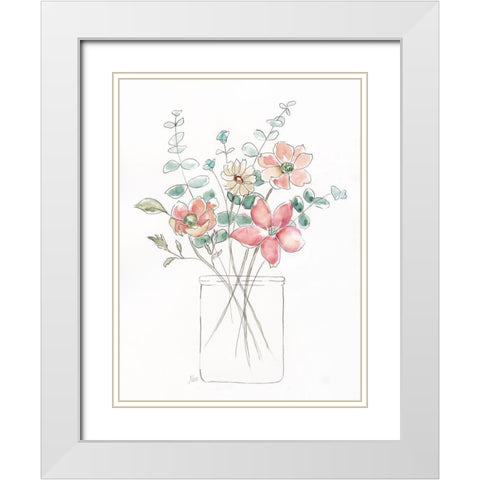 Whimsical Wildflowers I White Modern Wood Framed Art Print with Double Matting by Nan
