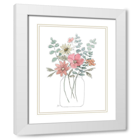 Whimsical Wildflowers II White Modern Wood Framed Art Print with Double Matting by Nan