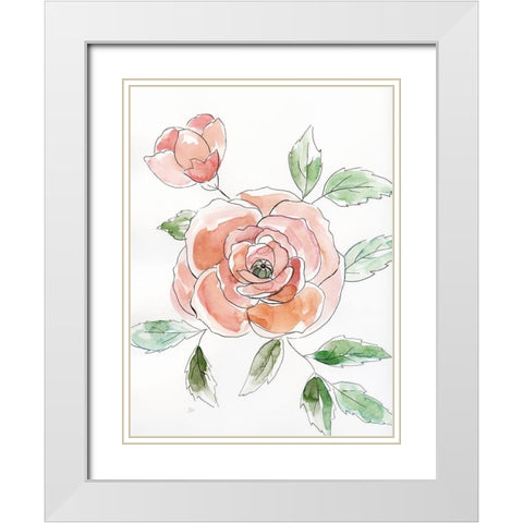 Rose Contour White Modern Wood Framed Art Print with Double Matting by Nan