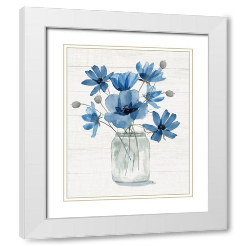 Wildflower Bouquet I White Modern Wood Framed Art Print with Double Matting by Nan