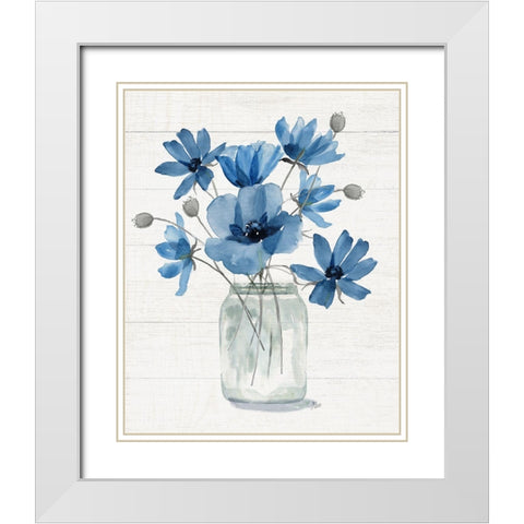 Wildflower Bouquet I White Modern Wood Framed Art Print with Double Matting by Nan