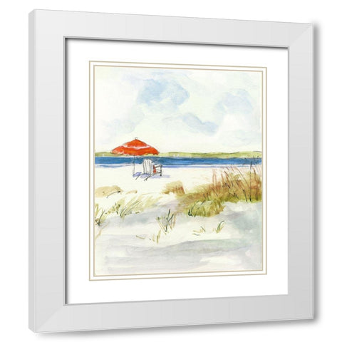 Sketchy Beach I White Modern Wood Framed Art Print with Double Matting by Swatland, Sally