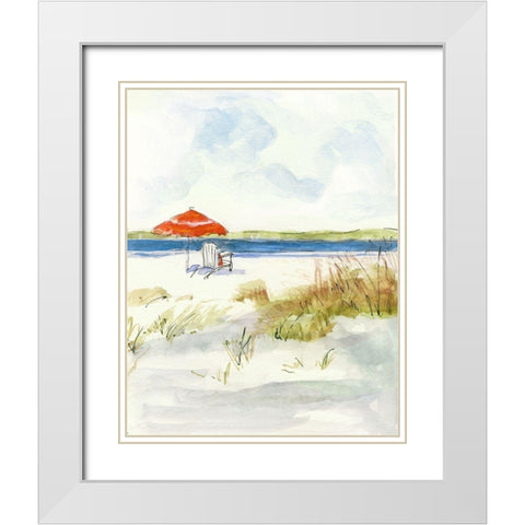 Sketchy Beach I White Modern Wood Framed Art Print with Double Matting by Swatland, Sally