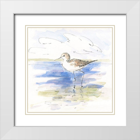 Sketchy Shore Birds II White Modern Wood Framed Art Print with Double Matting by Swatland, Sally