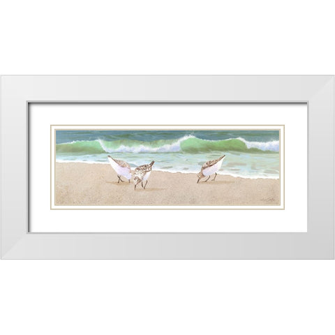 Beach Buddies White Modern Wood Framed Art Print with Double Matting by Seslar, Lin