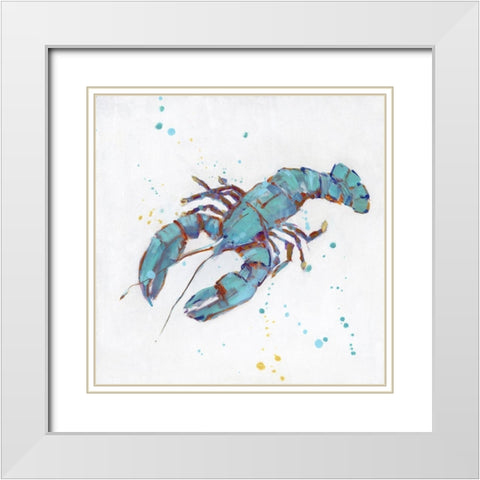 Bubbly Blue Lobster White Modern Wood Framed Art Print with Double Matting by Swatland, Sally