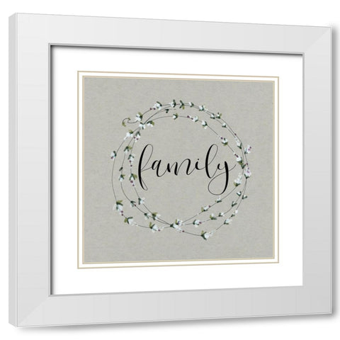 Bouquet of Grace Family Wreath White Modern Wood Framed Art Print with Double Matting by Robinson, Carol