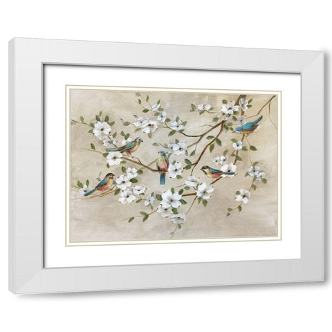 Birds of a Feather White Modern Wood Framed Art Print with Double Matting by Nan