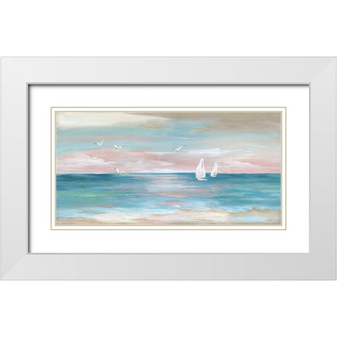 Pastel Sunset White Modern Wood Framed Art Print with Double Matting by Nan