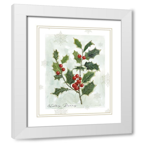 Botanical Holly Berry White Modern Wood Framed Art Print with Double Matting by Robinson, Carol