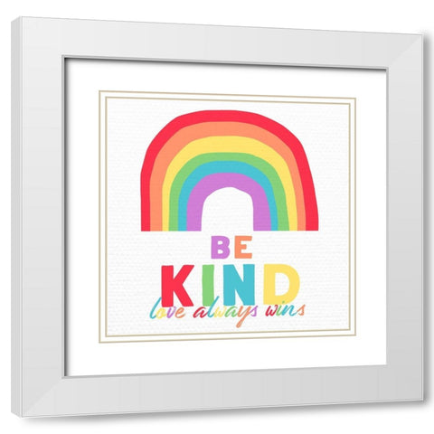 Be Kind White Modern Wood Framed Art Print with Double Matting by Santiago, Daniela