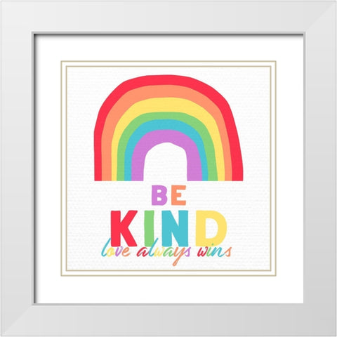 Be Kind White Modern Wood Framed Art Print with Double Matting by Santiago, Daniela