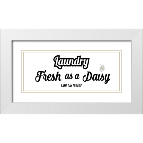 Daisy Laundry White Modern Wood Framed Art Print with Double Matting by Jill, Susan