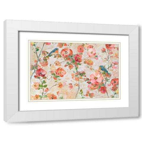 Bluebirds and Blossoms White Modern Wood Framed Art Print with Double Matting by Swatland, Sally