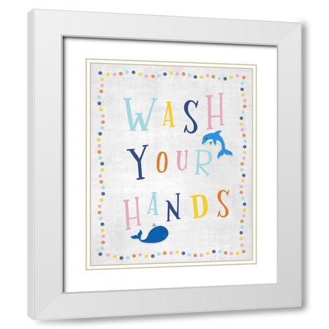 Wash Your Hands White Modern Wood Framed Art Print with Double Matting by Carpentieri, Natalie