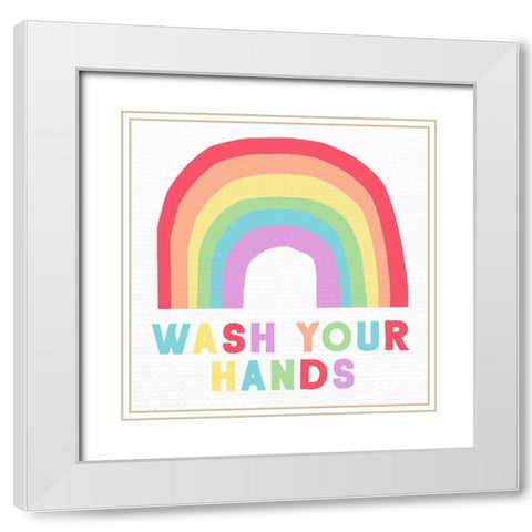 Wash Your Hands White Modern Wood Framed Art Print with Double Matting by Santiago, Daniela